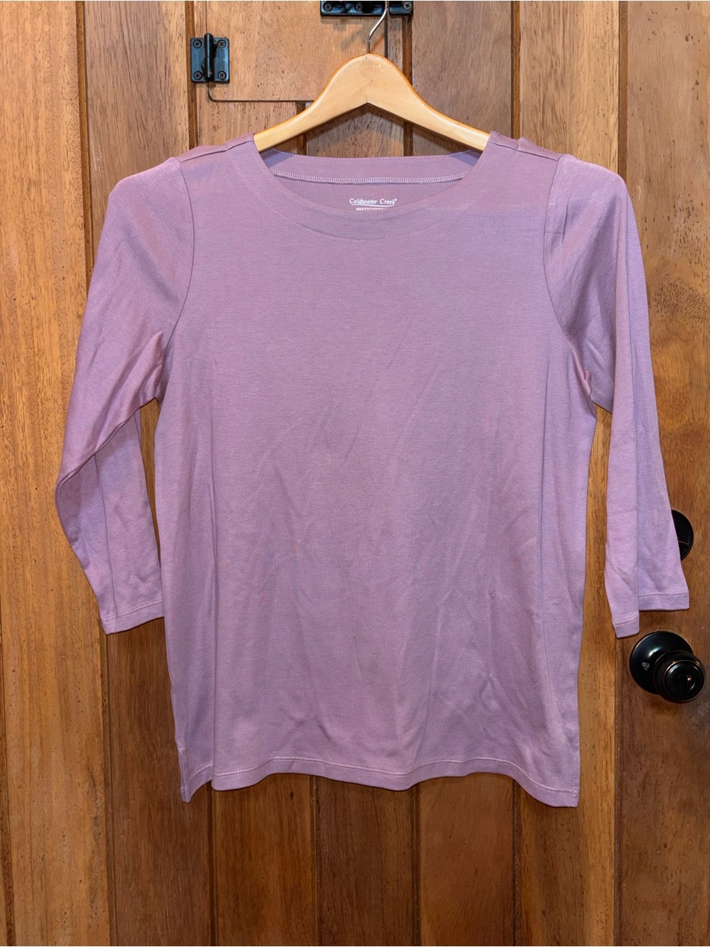 Coldwater Creek Dusty Lilac Scoop Neck Three Quarter Sleeve Top
